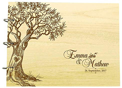 Darling Souvenir Arbre Artisanal Design Livre d'invités Mariage Rustique Bois Bois gravé Livre de Conseils