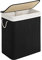 SONGMICS Wäschekorb 2 Fächer, 100 L Wäschesammler mit Deckel, Wäschebox Bambus, mit Griffen, faltbar, Wäschesack herausnehmbar maschinenwaschbar, Waschküche, schwarz LCB64BK