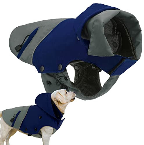 PETLOFT Hundewinterjacke, Reflektierende Hundewinterjacke Winddicht Warme Fleecejacke für Draußen Hundewinterjacke mit Herausnehmbarem Fleecefutter (XS, Navy blau)