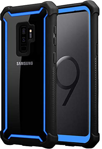 Cadorabo Custodia per Samsung Galaxy S9 PLUS in BLU NERO - 2-in-1 Cover con Bordo Silicone TPU e Schiena Acrilico - Back Hard Case Bumper Antiurto Guscio