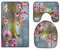 A.Monamour Badezimmer Badematte 3 Teilig Set Magnolienblume Schmetterling Schwan Reflexion In See Wasser Zen Natur Landschaft Flanell Saugfähig Badteppiche Badvorleger Badgarnitur WC Vorleger