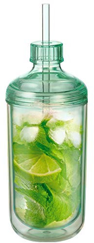 bremermann Thermobecher - mit integriertem Trinkhalm, doppelwandig isolierter Becher, 450 ml Fassungsvermögen, aus Kunststoff, grün