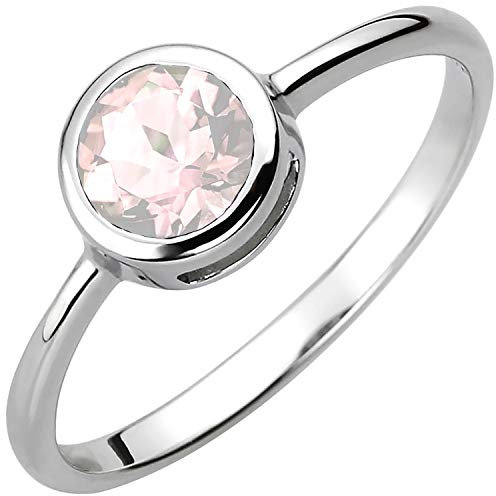 Jobo Damen-Ring aus 925 Sterling Silber mit Rosenquarz Größe 62
