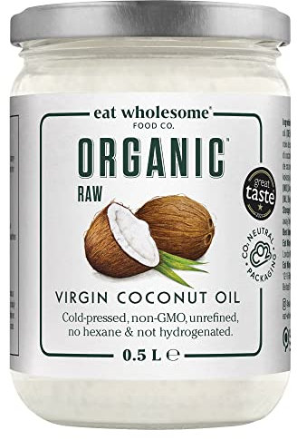 Eat Wholesome Organic Virgin Coconut Oil, 500 ml | Bio kokosöl | Zum Kochen | Backen | Für die hautfeuchtigkeitspflege | Haarspülung