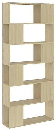 vidaXL Bücherregal Raumteiler Standregal Wandregal Bücherschrank Bürorregal Regal Aktenregal Aufbewahrung Raumtrenner Sonoma-Eiche 80x24x186cm Holzwerkstoff