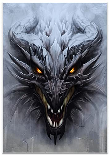 wandmotiv24 Poster als Wanddeko, Größe 100x70cm, Malerei, Drache, Fantasy, Moderne Wanddeko, Wandbilder, Deko, Bild M0242