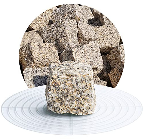 Schicker Mineral Granit Pflastersteine gelb-grau 5x5x5 cm 25 kg, natürlicher Werkstoff, witterungsbeständiger Naturstein, frostbeständig, Mosaikpflaster