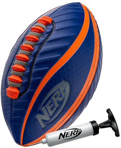 Nerf Spiral Grip Mini Football - Patented Spacelace for Ultimate Spirals - Machine Stitched Construction - Pump Included