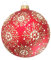 Krebs Glas Lauscha - Weihnachtsdekoration/Christbaumschmuck aus Glas - Weihnachtskugeln - Motiv: Rote Kugel mit Schneekristallen in weiß/Gold - Größe: 6 mal 8cm