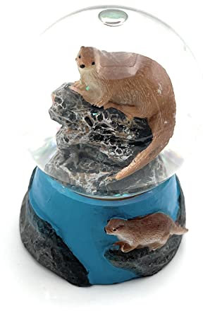 Onwomania Otter Fischotter Höhe 6,5cm Schneekugel Glitzerkugel Kugel schütteln Mehrfarbig
