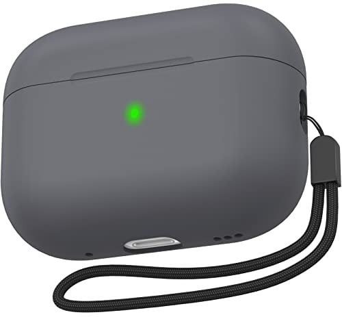 NIUTRENDZ Airpods Pro 2 Case 2022 Silicone Protective Case Cover with Lanyard & Carabiner [Front LED Visible & Wireless Charging] Compatible with Apple AirPods Pro 2nd Generation (Dark Grey)