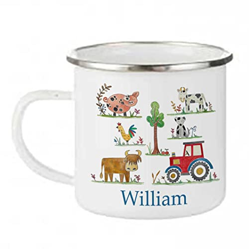 Personalised Farm Kids Camping Enamel Cup, Easter Gift, Birthday gift Idea, Toddler Friends Mug Girl Boy Gift