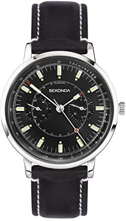 Sekonda 1978 Mens Analogue Watch 38mm dial | 50 Metres Water Resistance, folding clasp, date display, ion-plated case