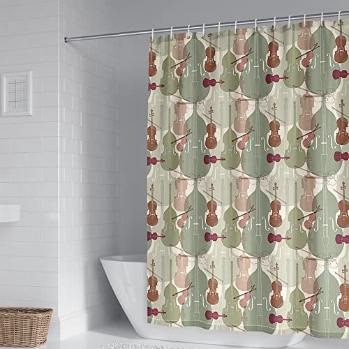 Aotiwe Duschvorhang Badewanne Groß, Duschvorhang Modern Cello und Violin Muster Polyester 150X180cm
