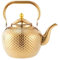 Retro Edelstahl Teekessel mit Siebaufsatz Hitzebeständig Herausnehmbaren Edelstahl Filter Sieb Gold Teekocher Teapot für Induktionsherd Alle Herdarten 2L