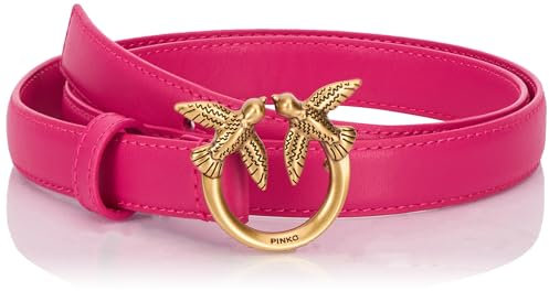 Pinko Love Berry H2 Belt Vitello Seta, Cintura Donna, N17q_pink Pinko-antique Gold, S