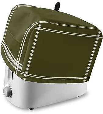 Toaster Dust Cover with Pockets, Solid Color Dark Olive Green Soft Washable 4 Slice Toaster Cover, Dust-proof Cover for Small Appliance Cover and Fingerprint Protection