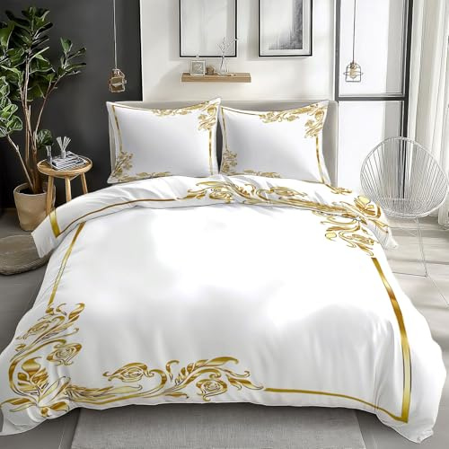 Quixora Hypoallergene Bettwäsche 135x200 cm Mikrofaser Verzierter Rand 3D Druck Bettbezüge Kinderbettwäsche Set für Allergiker geeignet 2er Kissenbezug 80x80 cm mit Reißverschluss Pflegeleicht