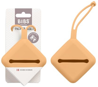BIBS Schnulleretui mit Schlaufe, zum Aufbewahren und Transportieren von Nuckeln, bietet Platz für drei Beruhigungssauger, 100% BPA-freies Material. Hergestellt in Dänemark. Pumpkin
