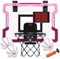 HYES Mini Panier de Basket pour Enfants Intérieur, Panier Basketball pour Porte Mural avec 3 Ballons, Filet, Backboard et Pompe à Air, Mini Hoop pour Adultes Cadeaux Garçons Filles, Couleur Rose