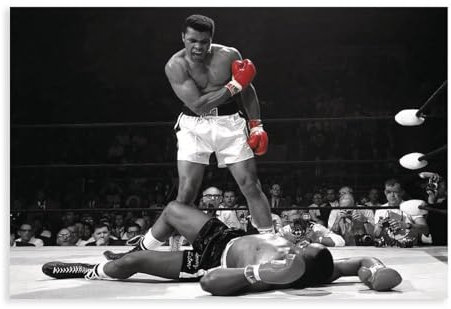 OWNPET Muhammad Ali vs Sonny Liston Leinwand-Poster, Wandkunst, Dekordruck, Bild Gemälde für Wohnzimmer, Schlafzimmer, Dekoration, ungerahmt, 30 x 45 cm