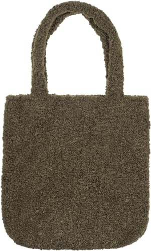 styleBREAKER Damen Beuteltasche Teddyfell Plüsch | Hauptfach mit Magnetverschluss, kleines innenliegendes Reißverschlussfach, 61 cm lange breite Henkel für die Schulter.