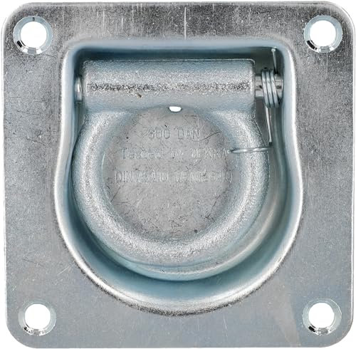 Cartrend Zurrmulde mit Ring, 3-teiliges Set mit Mulde, Bügel und Ring, 600kg Tragkraft, Silber
