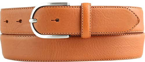 BELTINGER Hochwertiger Damengürtel aus Vollrindleder mit runder Gürtelschließe 3,5 cm | Bombierter Ledergürtel Damen 35mm | Damen-Gürtel made in Italy