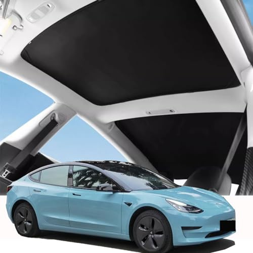 MRIKOL Tesla Glass Roof Sunshade for Model 3 Highhland 2024 Front & Rear Glass Roof Sunroof UV Rays Protection Heat Insulation Roof Window Sun Protection Foldable Sunshield Heatshield