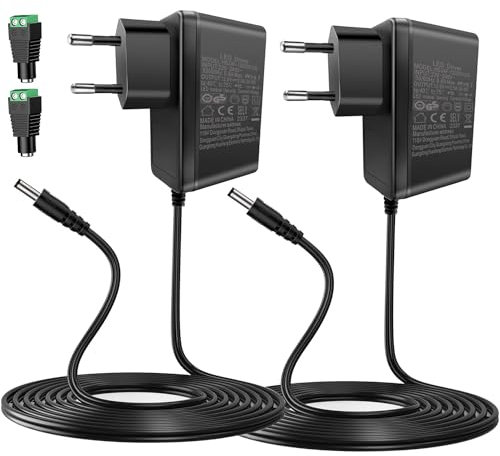 12V 2A Netzteil, AGOTD 24W Transformator AC 220-240V zu DC 12Volt Trafo, EU Stecker für LED Streifen CCTV Kamera Radio Gehäuse Lüfter Router, 2er Pack