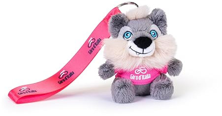 Trudi Sweet Collection Wolfie Peluche avec T-Shirt, Porte-clés et Carte | 6 x 10 x 9 cm Taille XXS | Mascotte Giro d'Italia 2024 | modèle 69283