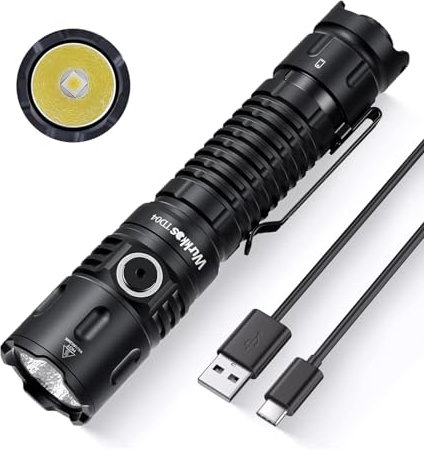 Wurkkos TD04 Torches LED Super Bright Rechargeable Flashlight,LED Torch 7 Light Modes,Tactical Torch 3000 Lumen,Flashlight Battery Powered USB-C Rechargeable Torch for Dog Walking Camping Emergency