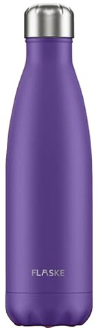 FLASKE Isolierte Edelstahl-Trinkflasche mit BPA-freiem Deckel – Auslaufsichere Doppelwand-Isolierung – 24h Kalt & 12h Heiß (Lavender, 500 ml)