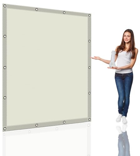Sonnensegel mit öse 2.3 x 2.7 m Wasserdicht Sonnenschirm Balkon Reißfest UV-Schutz nach Mass Polyestergewebe Mit Seil Sonnensegel Sonnenschutz für Garten Terrasse, Elfenbein