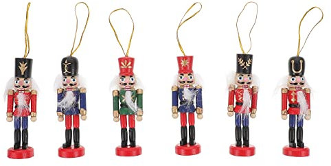 OUNONA 6St Nussknacker Holzanhänger,Nussknacker Figur Weihnachts- Tannenbaum anhänger Weihnachtsbaum anhänger Mini-Spielzeug Wassertischspielzeug Puppen hängender Anhänger weihn