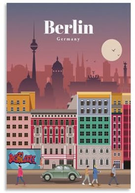 Vintage Travel Berlin Grrmany Poster, 20 x 30 cm