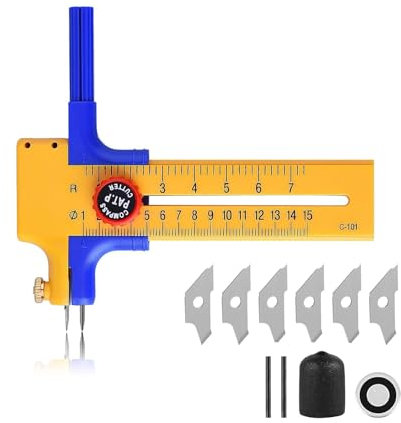 Taglierino A Compasso, Taglierina Circolare di Precisione da 1-15 cm per Tagliare, per Tagliare Carta Cartone Pelle, Taglierina Rotonda in Plastica e Ottone