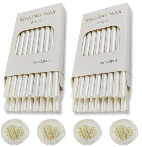 Ioggtser 40 PCS Mini Klebepistole Wachs-Siegel-Stick für Stempel, Hochzeit Einladungen, Karten, Umschläge (Pearl White)