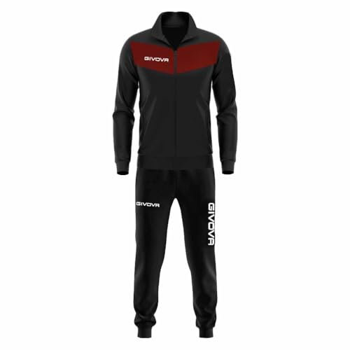 GIVOVA Visa Trainingsanzug Triacetat, Schwarz/Granat, Größe XL