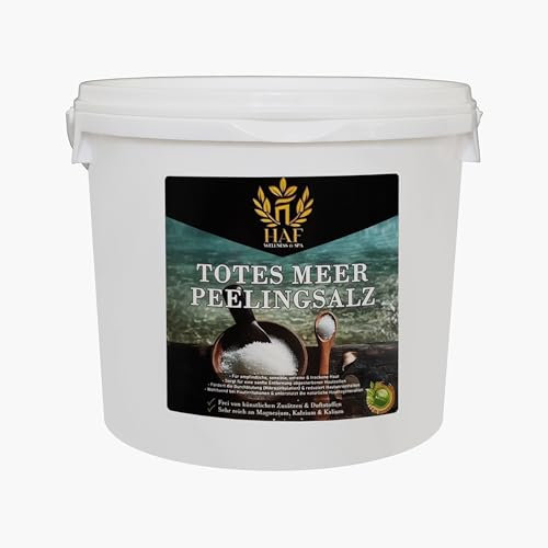 HAF® Premium Totes Meer Peelingsalz für empfindliche & trockene Haut | 1 x 5 kg im Eimer | Salz Peeling 100% naturrein aus Jordanien für Gesicht & Körper | Körperpeeling für Sauna, Dusche & Dampfbad