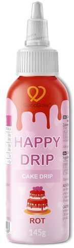 GoodBake Happy Drip Rot 145g, Cake Drip, Kuchenglasur aus Schokolade zum Dekorieren & Verzieren für Kuchen, Torten, Donuts, glutenfrei