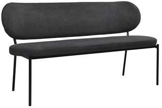 byLIVING Bank Jersey/Webstoff dunkelgrau/Gestell Metall schwarz/Sitzbank mit Rückenlehne/Küchenbank/Esszimmerbank/Polsterbank/B 160, H 82, T 62 cm
