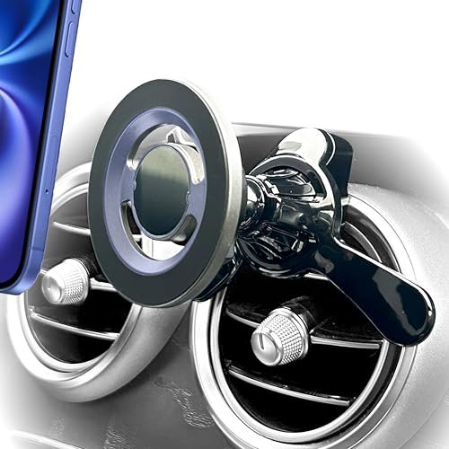 Handyhalterung Auto Magnet kompatibel mit MagSafe für runde Lüftung | Magnethalter fürs Handy für Rundlüfter und Lüftungsschlitz | ideal für Mercedes, Audi und alle Lüftungsdüsen mit Lamellen