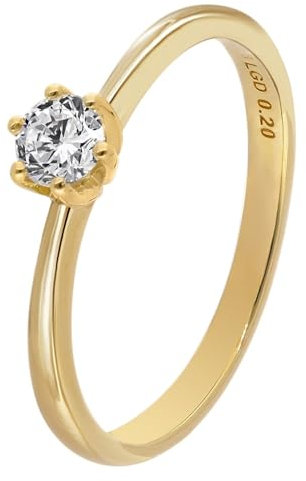GLIZZ Damenring mit Lab Grown Diamant 0,20 ct. Gold 333 Brillantring GL8664-52 Ringgröße 52/16,6