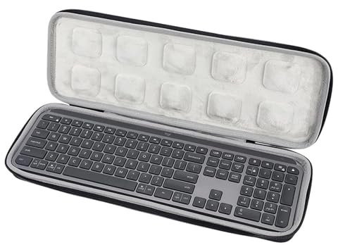 VOLOHAS Funda rígida de viaje para Logitech MX Keys Plus/MX Keys S, teclado retroiluminado inalámbrico, funda de viaje, funda para llaves MX tamaño 46 x 16 x 4,5 cm