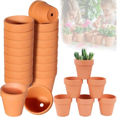 Kinfezlon Lot de 24 Piccoli Vasi in Terracotta (4 X 4,5 cm) - Petits Pots en Argile avec Trou de Drainage, Mini Pots Réutilisables et Pratiques pour Chambre, Bureau ou Espace Décoratif