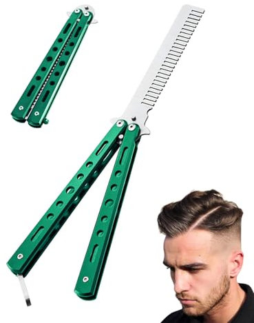 MYGLOAR 1PCS Butterfly Comb, Butterfly Comb, Stainless Steel Folding Pocket Comb, Spring Hair Comb Suitable for Barber Comb Styling Accessories