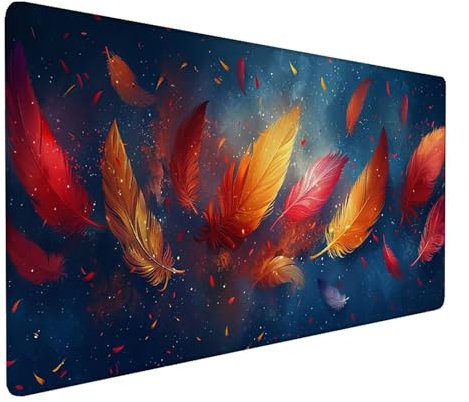 Alfombrilla Ratón XXL 600x300x3mm, Gaming Alfombrilla Ratón Pluma, Alfombrilla Escritorio con Base de Goma Antideslizante, Alfombrilla Teclado y Raton, Pc Gaming Accesorios, Gamer Regalos, Azul 3-B-9