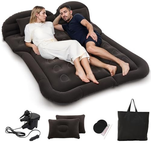 Warmiehomy Car Air Matress for Universal SUV,Portable Car Camping Airbed with Electric Pump, Car Inflatable Mattress for Back Seat, Outdoor Sleeping Rest Cushion for Traveling(Black)