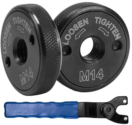 2 Stück Schnellspannmutter M14 für Winkelschleifer Quick-Spannmutter Flange Nut mit Verstellbarem Winkelschleiferschlüssel für Alle Winkelschleifer von Metabo Makita AEG Dewalt Flex Hitachi etc